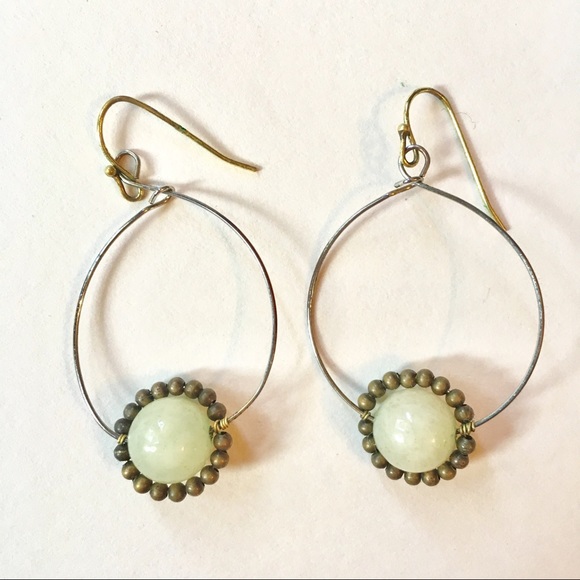 Anthropologie Iris Gem Hoops in Pearl - Picture 3 of 4